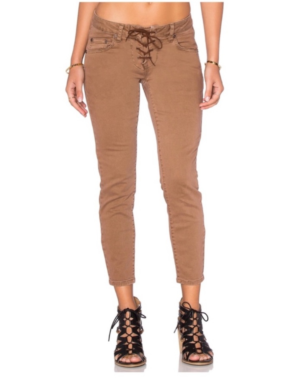 One Teaspoon size 26 Lace-Up Skinny Jeans in Brown